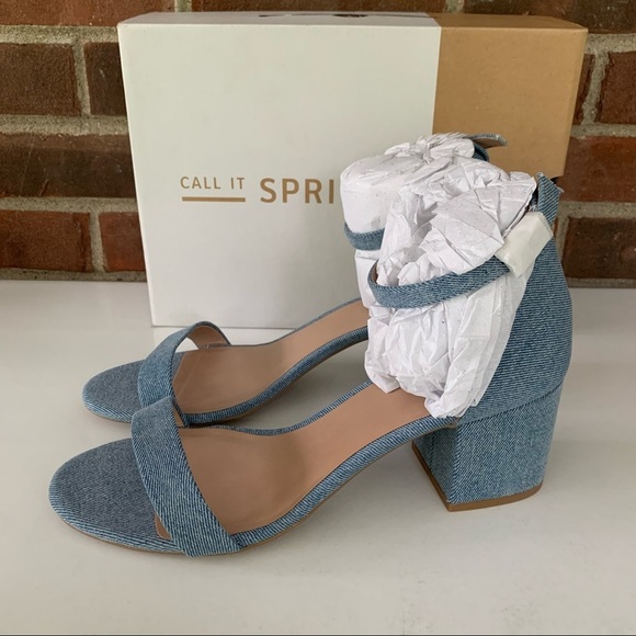Call It Spring Women’s Stangarone Denim Black Heel Ankle Strap Sandals US 10 M - Picture 3 of 7
